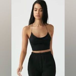 Joah Brown Cowl Cross Back Cami - One Size